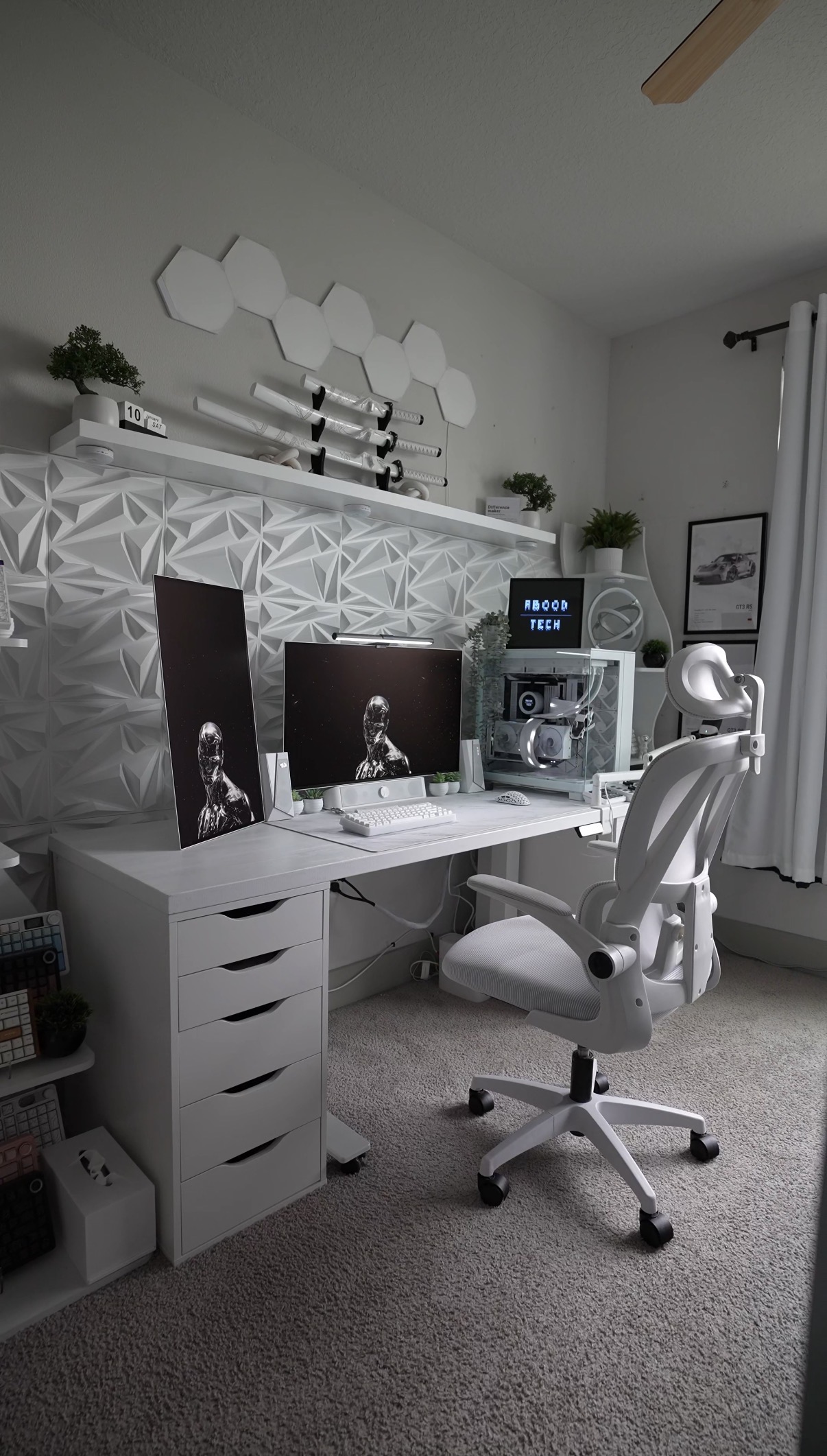 Gaming setup with RGB lighting